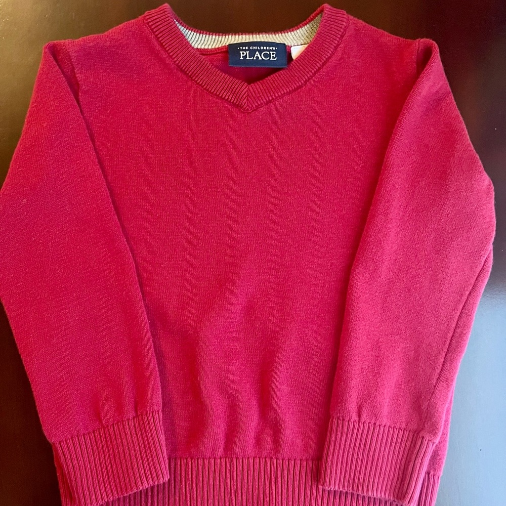 Boys V-Neck Sweater Classic Red 4T